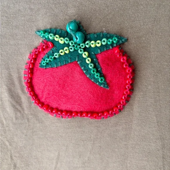 Olive Green Longsleeve with Red Tomato Patch - Picture 2 of 4